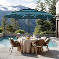 Sophia & William 10ft Patio Umbrellas 3-Tier Umbrella Outdoor Patio Umbrellas with Lights Vented Top 24 LED lights Adjustable Tilt for Pool Garden Backyard, Mixed Peacock - color: Mixed Peacock