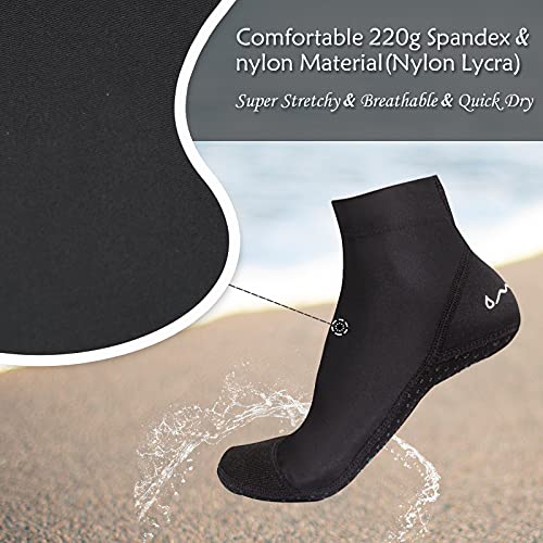 OMGear Water Socks Sand Proof Booties Quick Dry Swim Dive Socks for Sand Soccer Beach Volleyball - color: Black02, size: Large