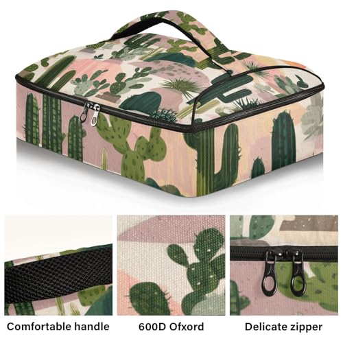 Casserole Carriers for Hot or Cold Food Reusable Casserole Dish Carrier Insulated Thermal Large Capacity Durable Perfect for Party Camping Family Gatherings Yellow Fish - color: Boho Cactus Mountains and Sun