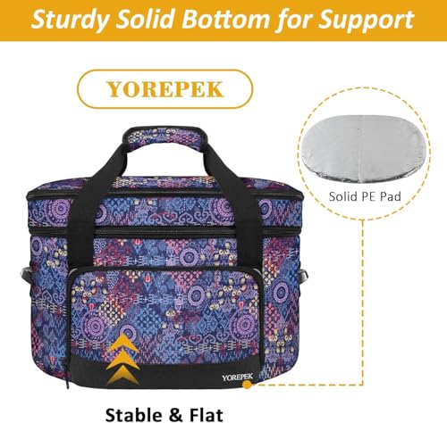 YOREPEK 2 Layer Slow Cooker Carrier, Compatible with 6, 7, 8 Quart Crock-Pot, Insulated Large Slow Cooker Travel Bag with Bottom Pad Lid Fasten Straps, for Family Gathering Potluck, Gift for Women - color: Colorful
