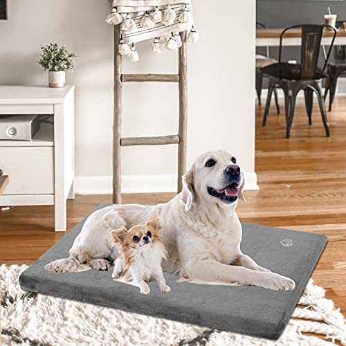 EMPSIGN Stylish Dog Bed Mat Dog Crate Pad Mattress Reversible (Cool & Warm), Water Proof Linings, Removable Machine Washable Cover, Firm Support Pet Crate Bed for Small to XX-Large Dogs, Grey - size: XXL(47"*29"*3")