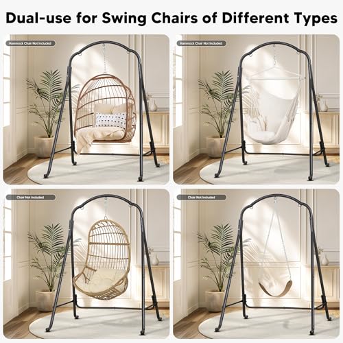 SUNCREAT Hammock Chair Stand, Heavy-Duty Steel Swing Stand, 400lbs Capacity, Multi-Use Hanging Chair Stand for Outdoor Indoor, Hammock Chair not Include, Black - color: Black-Artistic