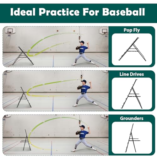 LIANTRAL Baseball Rebounder Net, Adjustable Bounce Back Trainer for Soccer, Volleyball, Softball & Lacrosse, Portable Folding Rebounder for Passing & Shooting Practice, Volleyball Rebound Net - color: Black, size: 2.6FTx2.9FT