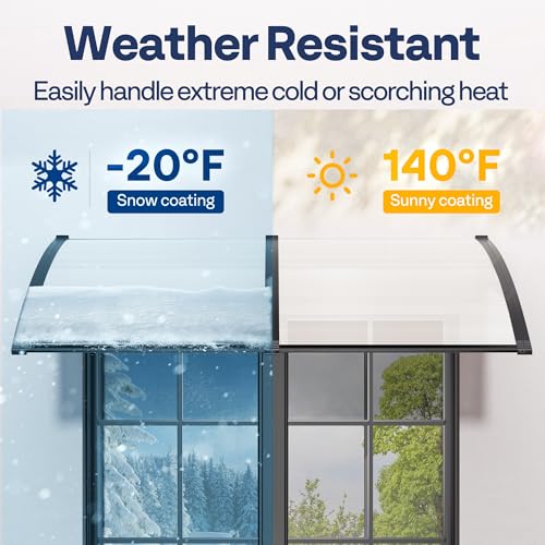 VIVOHOME Polycarbonate Window Door Awning Canopy Transparent with Black Bracket 40 Inch x 160 Inch - color: Transparent, size: 40 Inch X 160 Inch