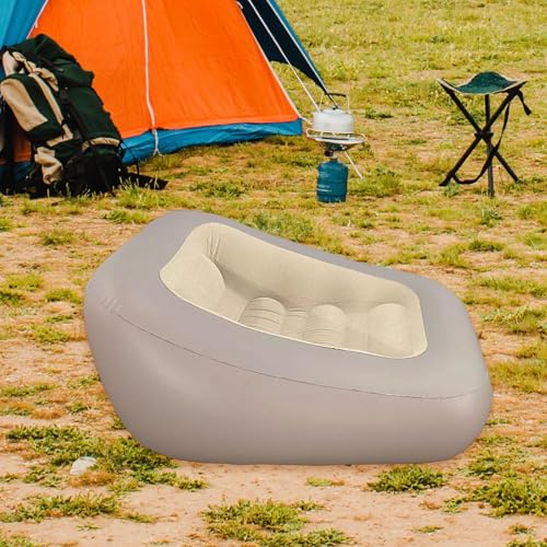 Inflatable Camping Lounger, Foldable Inflatable Sofa, Air Mattress, Couch for The Garden, Gray - color: Gray