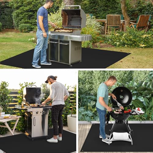 TOHONFOO 90 x 48 in Under Grill Mat Compatible with Blackstone 28in & 36in Griddle - Fireproof BBQ Mats for Grilling to Protect the Deck, Patio, Pavers - Griddle Mat Compatible with Blackstone - 1mm - color: Black, size: 90x48x0.04in
