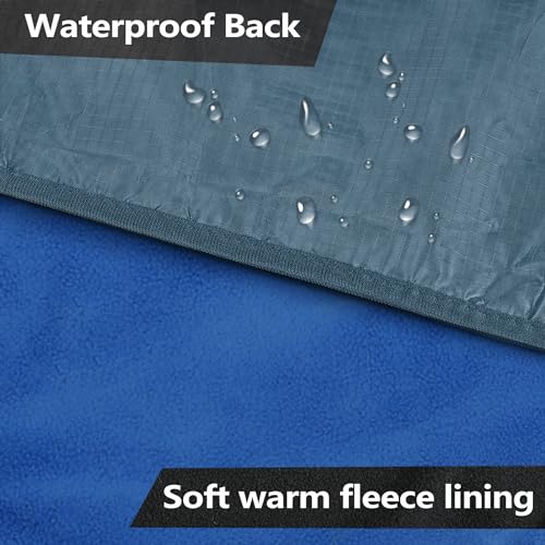 Catalonia Waterproof Stadium Blanket, Windproof Wearable Poncho for Football Sideline & Sports Events for Fans, Portable, Durable Outdoor Blanket for Camping & Tailgating - color: Grey / Blue
