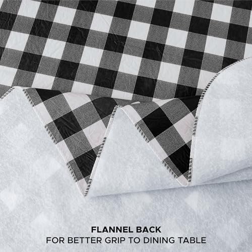 Nasitos 2 Pack Rectangle Vinyl Table Cloth with Flannel Backing 60x120 Inch-Waterproof Outdoor Picnic Tablecloth Checkered, Wipeable Plastic Black and White Table Cover for Dinner Party, Kitchen - color: Black and White, size: 60x120 Inch (Rectangular)