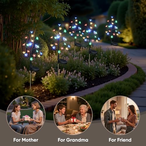 Solar Garden Lights Outdoor Waterproof,Garden Decor Solar Flowers For Outside Decorative,6Pack 2Modes Solar Powered Fairy Outdoor Decorations for Yard Patio Pathway, Gardening Gifts Mothers Day - color: Multicolor, size: 6 Pack