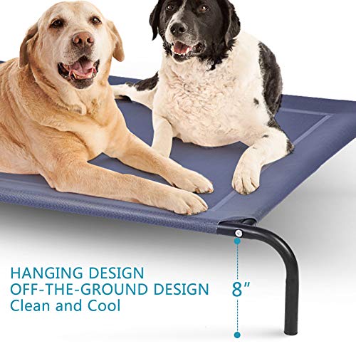 Large Original Elevated Dog Bed 52" × 36" × 8" Cooling Raised Pet Cot with Durable Textilene Mesh Fabric, Breathable Mat, No-Slip Feet, Indoor or Outdoor Use (XL)