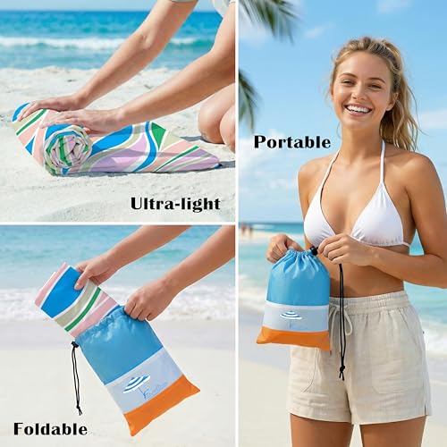 Famstar Beach Blanket Oversized Extra Large 78" X 81",Waterproof Sandproof Beach Blanket 1-7 Adults Lightweight Durable for Travel Camping Hiking Picnic - color: Mixed3, size: 78" X 81"