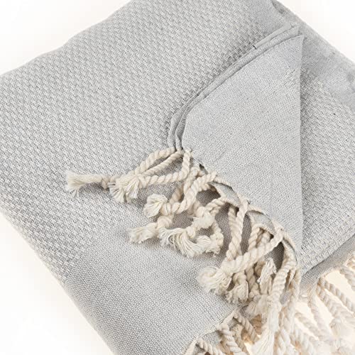 Beach Towel | Cotton Beach Towels, Easy to Carry, Sand Free, Highly Absorbent, Quick Dry, Turkish Towels for Travel Camping Bath Sauna Beach Gym Pool Yoga SPA by Lahammam, Akasya, Gray - color: Gray, size: Akasya