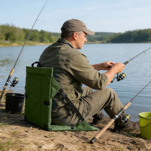 Folding Stadium Seat Cushion with Backrest, Portable Bleacher Pad for Camping, Fishing,15.8'' x 16.5'',Lightweight Chair with Backrest for Outdoor Sports and Concerts (Olive) - color: Olive