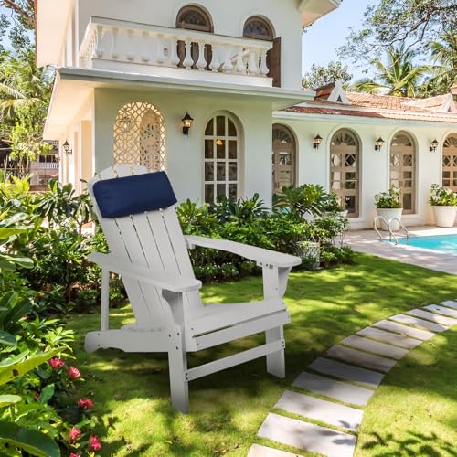 Headrest Pillow for Patio Chaise Lounge Chair, Outdoor Chaise Pillows with Adjustable Elastic Stripe Head Resting Pillows for Recliner Office Chair, Dark Blue - color: Dark Blue