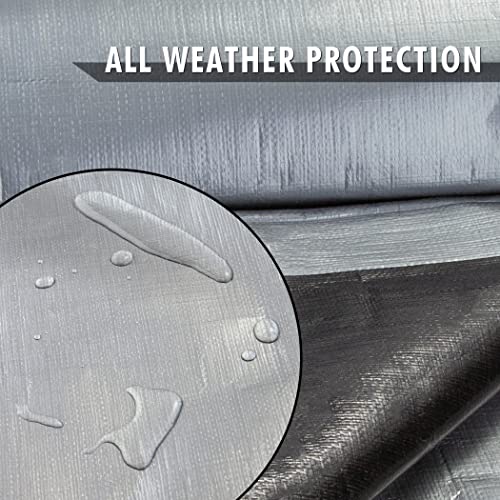 CARTMAN Finished Size 10x20 Feet Extra Thick 16 Mil Ultra Heavy Duty Poly Tarp, Multipurpose Protective Cover, UV Resistant, Waterproof Poly Tarpaulin with Reinforced Edges - color: Silver/Black 16mil, size: 10'×20'