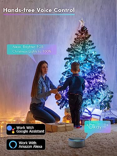 BrizLabs Smart July 4th Lights, 33ft 100 LED Red White Blue Fairy Lights Work with Alexa/Google Home, WiFi Xmas Light Dimmable RGB Color Changing Twinkle Starry Light for Xmas Home Party Halloween - color: 100 LED Smart (Silver Wire)