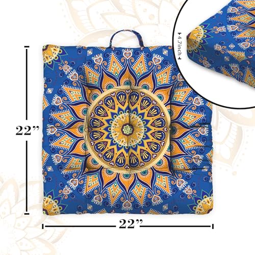 Mandala Meditation Cushion, Boho Meditation Mat, Meditation Pillows for Sitting on Floor, Cushions for Sitting in Home and Outdoor, Square Floor Pillow Cushion Seating for Yoga Accessories 22'' X 22'' - color: 12.mandala Meditation Cushion-1, size: 22x22