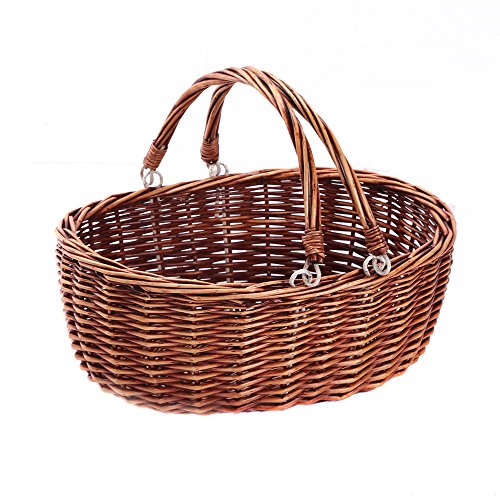 Wicker Picnic Baskets with Handles.Kingwillow. (Brown) - color: Brown
