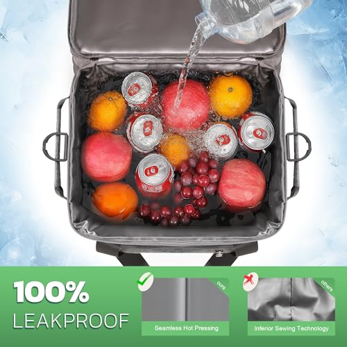 MIYCOO Cooler Bag Double Deck - 60 Can Leakproof Insulated Portable Soft Lunch Cooler, Extra Large Expandable Ice Chest Cooler for Beach, Picnic, Camping, Shopping - color: Gray, size: 30l