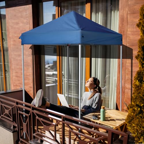 Outvita 5x5 Pop Up Canopy Tent, Ez Up Outdoor Canopy Tent Instant Shelter with Carry Bag Straight Legs Patio Balcony Porch Backyard Garden - style: 5x5-blue
