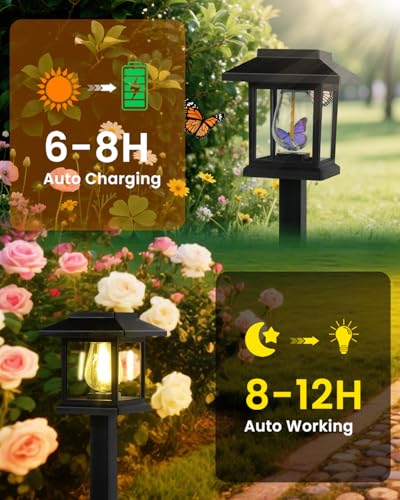 Albelt Solar Pathyway Lights Outdoor, 2 Pack Waterproof Solar Garden Lights with Auto On/Off, Landscape Lighting for Garden, Yard, Pathway, Patio, Driveway Decor - size: 2 Pack