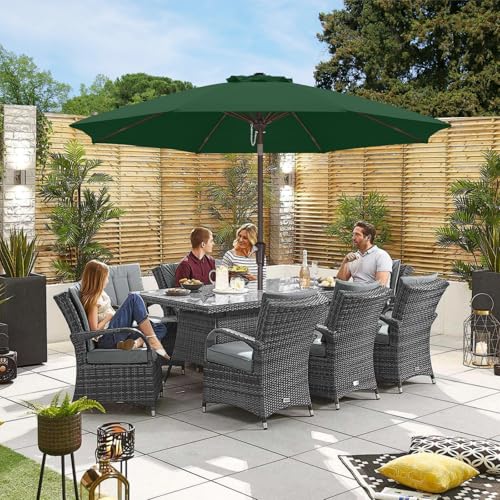 ABCCANOPY 10FT Patio Umbrella - Outdoor Waterproof Table Umbrella with Push Button Tilt and Crank, 8 Ribs UV Protection Pool Umbrella for Garden, Lawn, Deck & Backyard (Green) - color: Green, size: 10FT