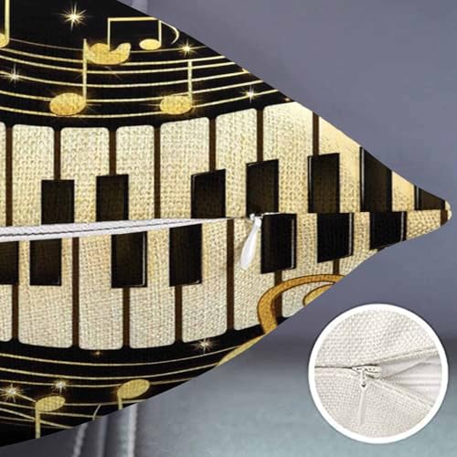 Smooffly Old Vintage Abstract Piano and Music Note Waist Lumbar Cotton Linen Throw Pillow case Cushion Cover for Sofa Home Decorative Oblong 12x20 Inches - color: Swn19