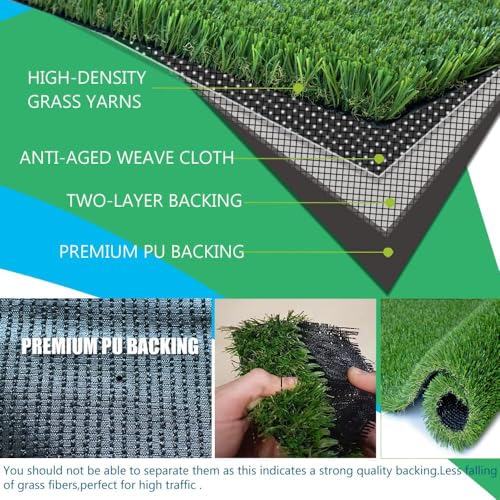 Artificial Grass Turf 4ftx5ft, 1.50” Pile Height Thick Realistic Synthetic Grass Astroturf Fake Grass Carpet Indoor Outdoor for Pets, Play Ground, Pool, Backyard, Patio, Balcony with Drainage Holes