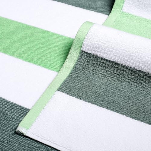 Bornbay Large Beach Towel Oversized - 40"X70" Big Cute Beach Towels, Extra Large Thick Green Pool Towel, XL Beach Towel Oversize, Giant Striped Cotton Towel for Adults - color: Sagegreen