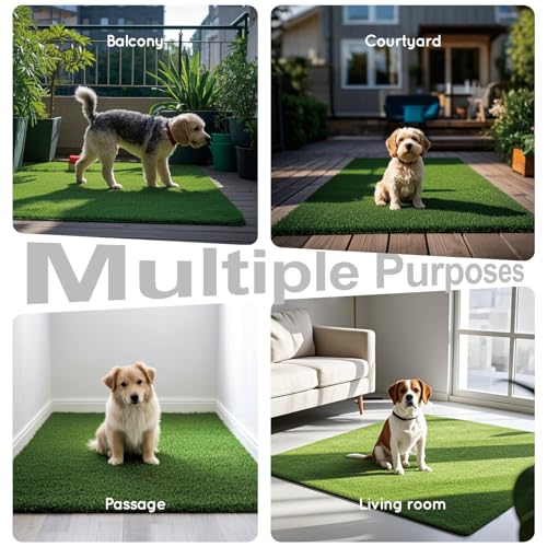HQ4US 4LEGS Artificial Grass, Dog Pee Grass Pads for Dogs Potty, 2PCS Odor Free Fake Grass for Dogs Large 32’’×22’’ with Countless Drainage Holes, Dog Potty Grass Hemmed Edge Realistic - size: L - 32'' X 22'' for Dog＜ 28" Length