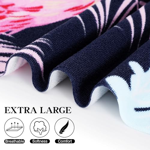 Oversized Terry Beach Towel 36 x 72 in Soft Extra Large XL Pool Swimming Towels Clearance for Adults Blanket Travel Essentials Cruise Accessories Must Haves Vacation Stuff Lounge Chair Cover Flamingo - color: Flamingo Plam