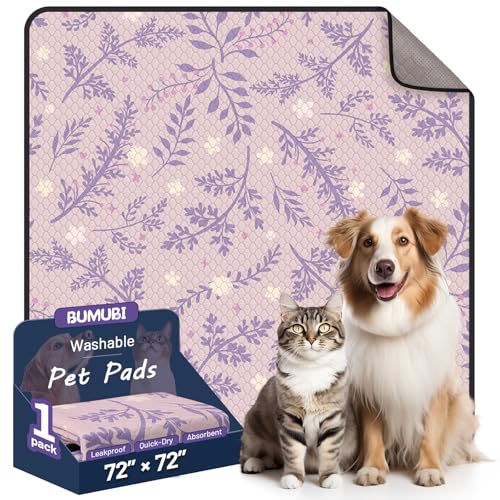 Washable Dog Pee Pads - Absorbent Reusable Puppy Training Pads, Waterproof Leak - Proof & Non - Slip for Crate Whelping Potty Training 72x72 (Pack of 1) - color: Purple Multicolor, size: 72x72in(pack of 1)
