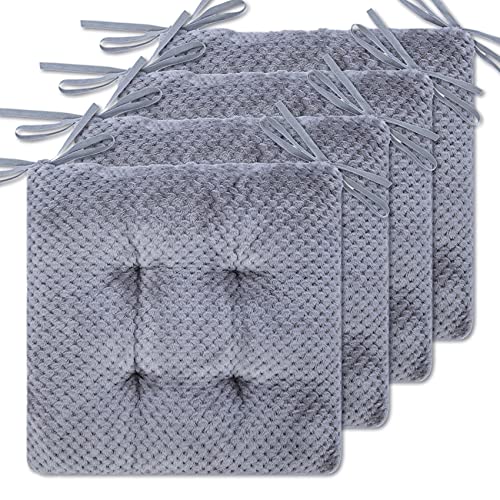 WONDER MIRACLE 4 in 1 Pack Chair Pads | Seat Cushion，Machine Wash & Dryer Friendly (F&F 16"×16", Flint Grey) - color: Flint Grey, style: F&F 16"×16"