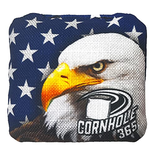 Cornhole365 Themed Cornhole Bag - All-Weather, Heavy-Duty & Durable Polyester Fabric, Resin Filling, Double-Stitched Duck Cloth - Professional Cornhole Bean Bags for Indoor & Outdoor Use - Set of 8 - color: American Eagle