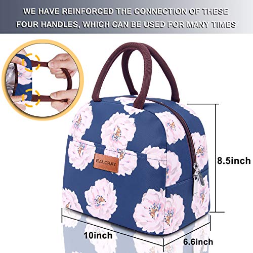 BALORAY Lunch Bag for Women Men Insulated Lunch Box for Adult Reusable Lunch Tote Bag for Work, Picnic or Travel (Pink Flower) - color: Pink Flower, size: M