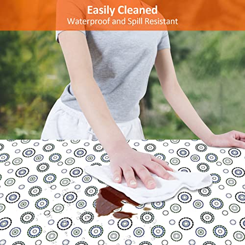 8ft Picnic Table and Bench Cover, Camping Essentials RV Gear, 96 in Waterproof Windproof Outdoor Elastic All Around Tablecloth, Fitted Rectangle Tables and Seats, Blue Flywheel - color: Blue Flywheel, size: 96"