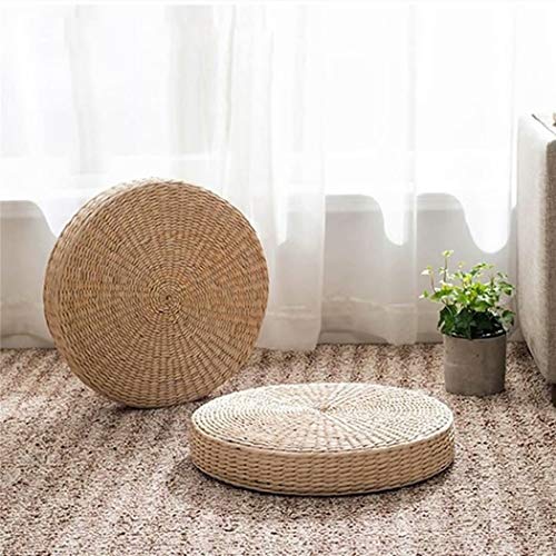 Woven Straw Mats Round Futon Mats Tatami Garden Restaurant Home Decoration for Rattan Meditation and Meditation(40cm x 6cm)