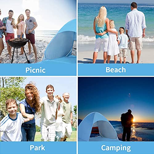 Pop Up Beach Tent – for 3-4 Person UPF 50+ UV Sun Protection Beach Shade Pop Up Sun Shelter with Carry Bag and Tent Stakes for Beach, Park, Camping (X-Large) - size: X-Large