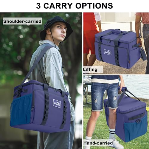 Cooler Bag 48-Can Insulated Leakproof Soft Cooler Large Collapsible Portable Travel Cooler Bags 32L for Picnic, Waterproof Soft Ice Chest for Camping, Beach, Fishing, Outdoor - 32 Quart - color: blue