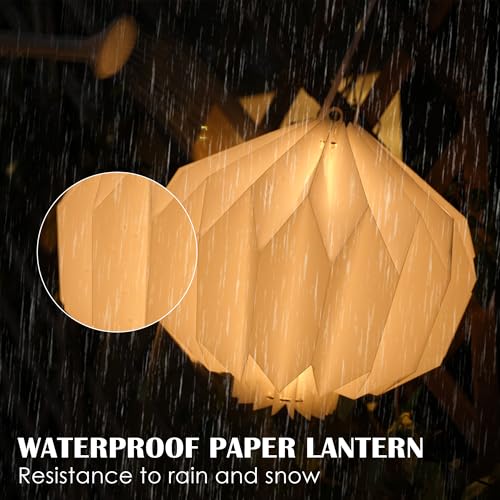 Battery Operated Outdoor Paper Lantern — Waterproof Hanging Decorative Light with Remote Timer, Foldable Pendant Paper Lantern for Patio Garden Backyard, Porch Decor - style: Lantern-1pc
