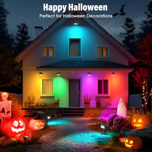 Solar Spot Lights Outdoor with 7 Lighting Modes RGB, 2 Pack Solar Color Changing Lights IP68 with 29 LED & Auto On/Off, Multicolor Outdoor Lights for Outside, Garden, Yard(Multicolor) - color: Multicolor, size: 2 Pack