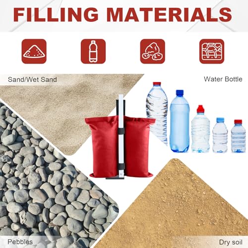 ABCCANOPY Canopy Weights 120 LBS Tent Sand Bags,4-Pack Red (Without Sand) - color: Red, size: 120 LBS