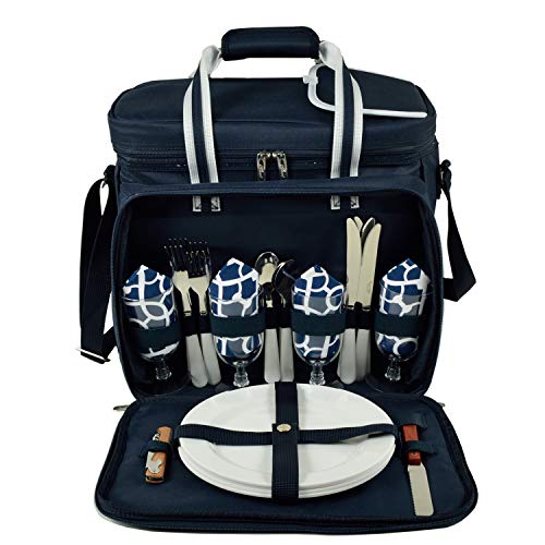Picnic at Ascot Original Insulated picnic cooler with Service for 4 -Designed & Assembled in the USA