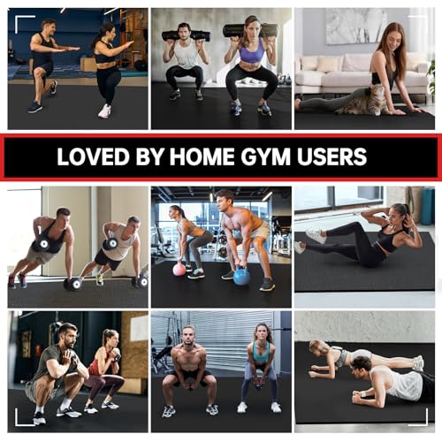 GymCope Extra Large Exercise Mat, 10'x6'/9'x6'/8'x6'/7'x5'/6'x4'(8mm) Thick Workout Mat for Home Gym & Garage Flooring, Shoe-Friendly, High-Density, MMA, HIIT, Weight Lifting, Cardio&Strength - color: 8'x6'x8mm-Black