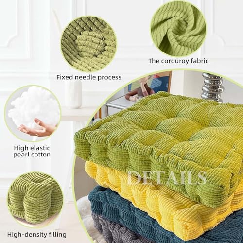 Meditation Floor Pillow 2 Pack Large Square and Round Floor Cushions for Adults Blue Corduroy Floor Seat Pillows Cushion for Living Room Balcony Tatami Yoga,18x18 Inch - color: Blue