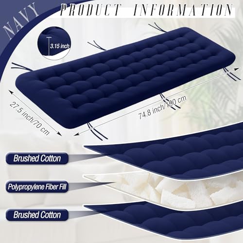 Vercraft Long Floor Cushion Large Floor Cushion with Brushed Cotton 74.8 x 27.5 x 3.15 in Jumbo Lounger Pillow for Outdoor Indoor Bay Window Meditation Yoga Reading Sleeping(1 Pc,Navy Blue) - color: Navy Blue