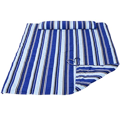 SUNCREAT Portable Hammock Pad with Soft Pillow, Two-Layer Soft Polyester Pad, Blue Stripes - color: Blue Stripes