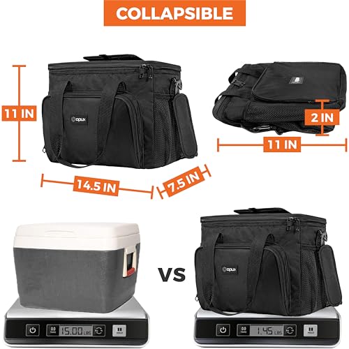 OPUX Soft Cooler Bag, Insulated Collapsible Lunch Cooler Tote for Men Work Camping Beach Travel, Portable Soft Sided Leakproof Waterproof Large Lunch Bag Box with Shoulder Strap 30 Cans, Black - color: Black, size: 30 Cans