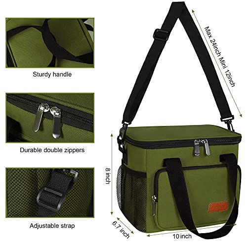 Femuar Lunch Bags for Women/Men, Insulated Lunch Bag for Work Office Picnic - Large Lunch Cooler Bag Leakproof Lunch Box with Adjustable Shoulder Strap for Adults - Army Green - color: 9-Army green, size: Medium Size