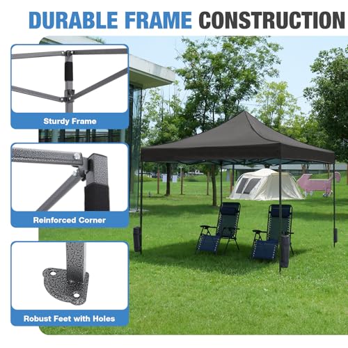 NEWBULIG 10x10 FT Pop Up Canopy Tent, Heavy Duty Outdoor Sun Shade Shelter with Sand Bags, Portable Instant Canopy for Camping, Beach, Backyard, Patio, Classic Grey - color: Classic Grey, size: 10x10FT